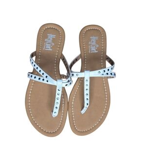Corkys Hey Girl White Studded Swimsuit Beach Cushioned Flip Flops Sandals 9